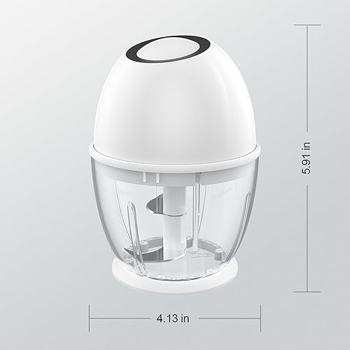 Miniatura 7 de Picadora eléctrica portátil de ajo, 15.2 fl oz, de gran volumen, inalámbrico, mini procesador de alimentos con carga USB, cuchillas afiladas de