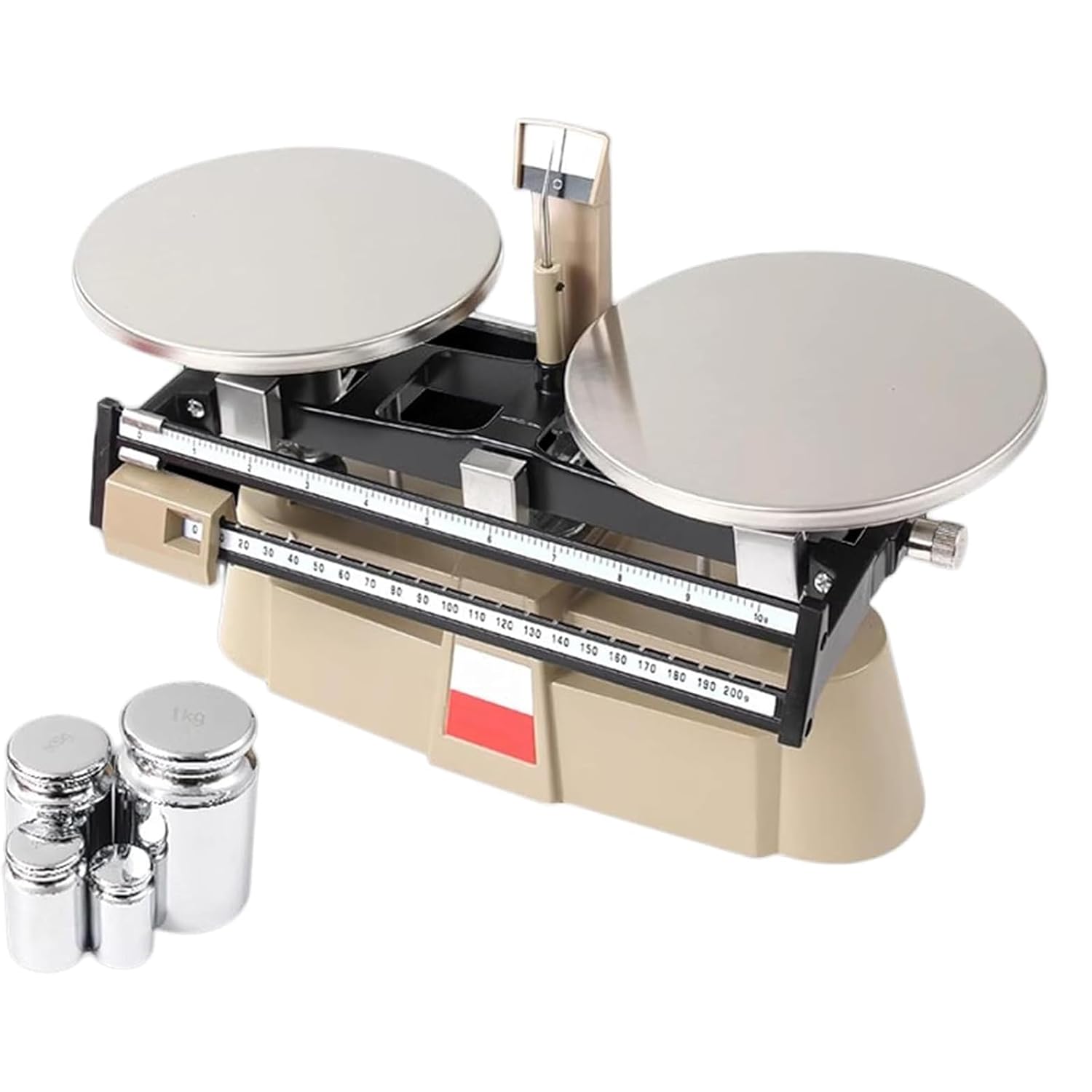 Precision Mechanical Scales, Analytical Double Pan Scales with Mit 4 Gewichten (1 Kg, 500 G, 200 G, 100 G), Weighing Range 0.1G - 2000G, for Colleges, Laboratory