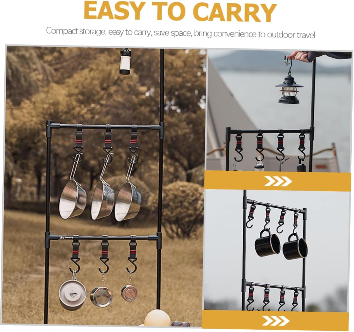 HANABASS 1set Aluminum Alloy Camping Rack Light Hanger and Cutlery Stand Compact Outdoor Storage Organizer for BBQ Picnic and Camping Use Detachable and Portable Design