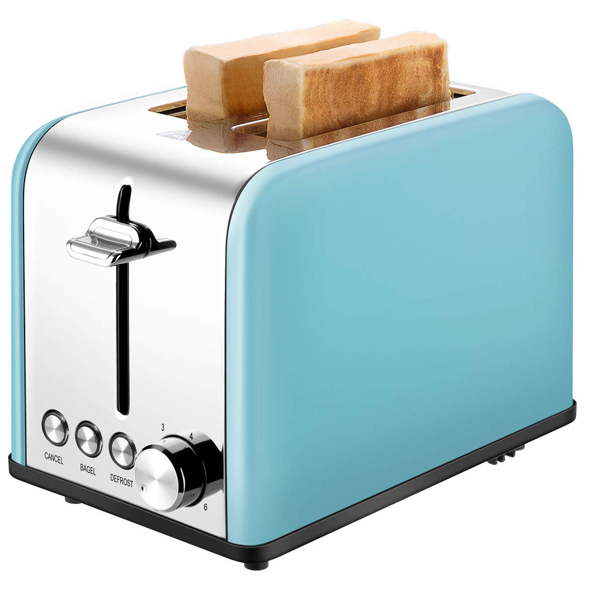 Keemo 2 Slice, Retro Small Bagel, Cancel, Defrost Function, Extra Wide Slot Compact Stainless Steel Toasters for Bread Waffles