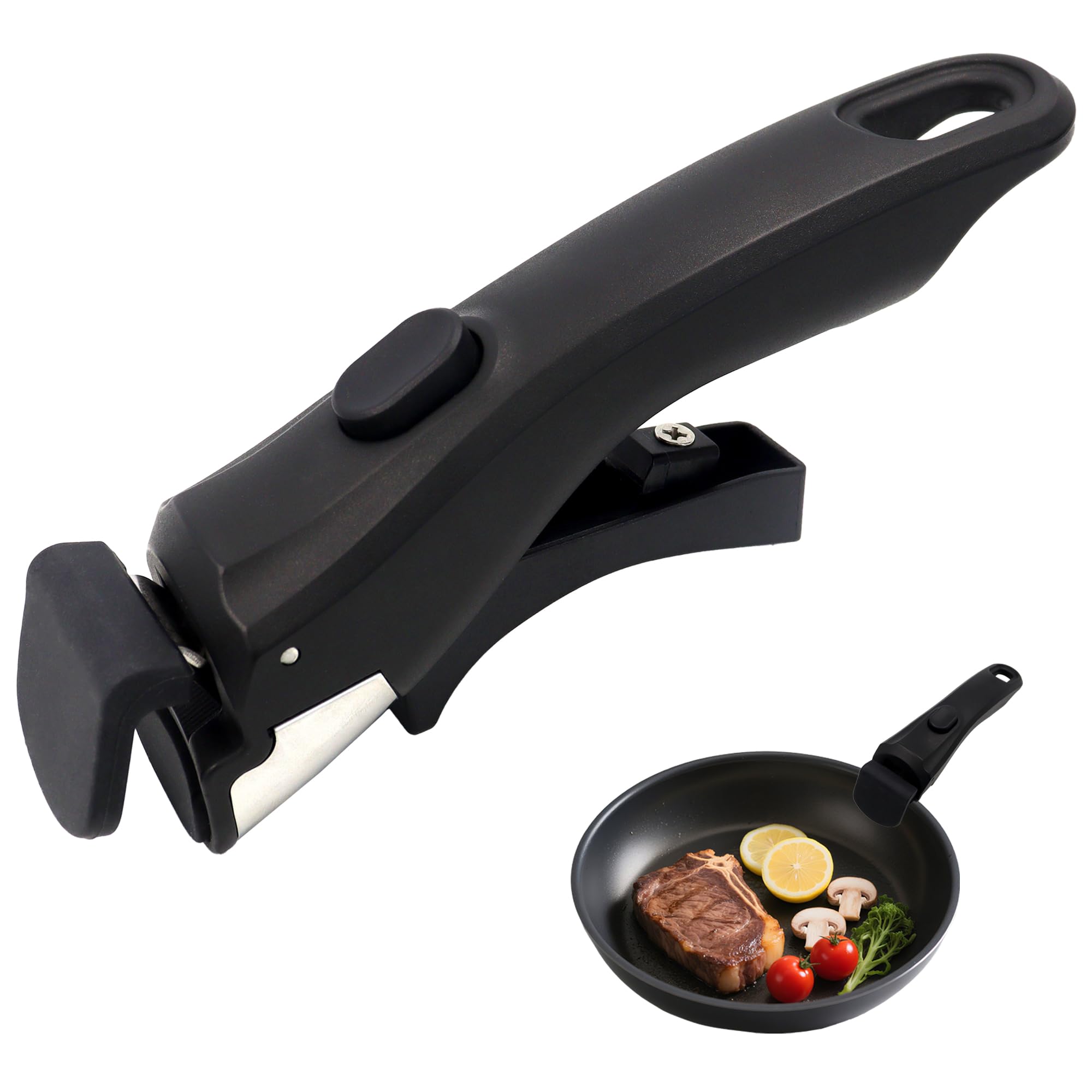 Yitexin Black Removable Grill Pan Handle, Anti Scalding Pot Detachable Handle With Clip And Grips, Replacement For Cooking Utensil Oven Frying Pan Wok (Black)