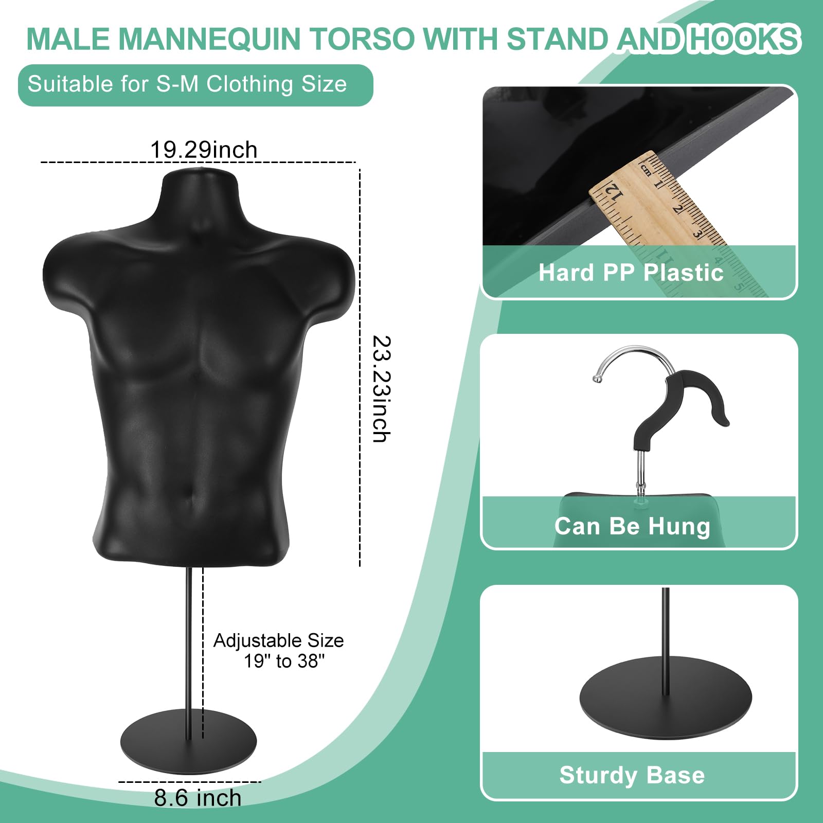 Amazon.com: Beeveer 10 Pack Male Mannequin Torso with Stand