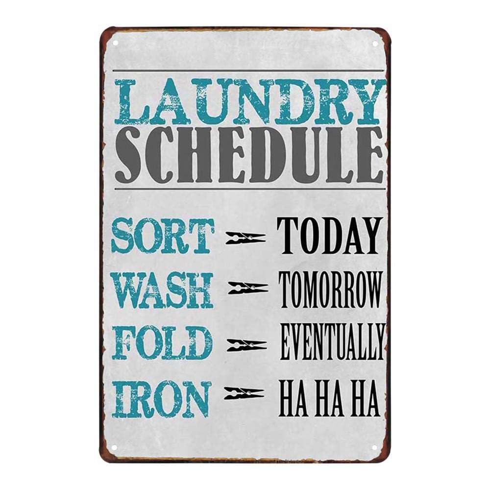 Laundry - Placa de metal retro vintage (4 unidades)