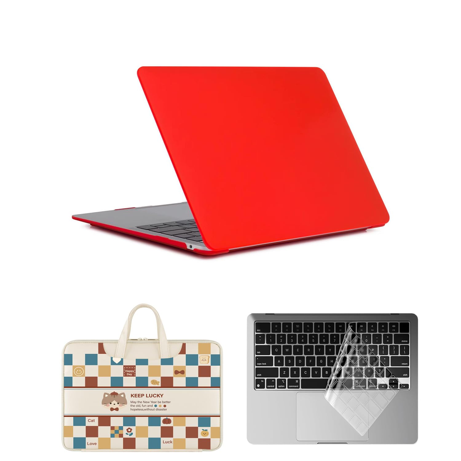 Twarda obudowa do MacBooka Pro 38.1 cm 2015-2012 A1398 z wyświetlaczem Retina, ultracienka plastikowa obudowa na laptopa i pokrowiec na klawiaturę do Macbooka Pro 15, czerwony matowy
