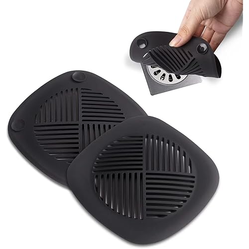 Hair Catcher Shower Drain Cover Sturdy Silicone 5.5 Inches Drain Plug Drain Protector Hair Stopper for Kitchen Bathtub Bathroom Accessories and Laundry Black 2 Pack