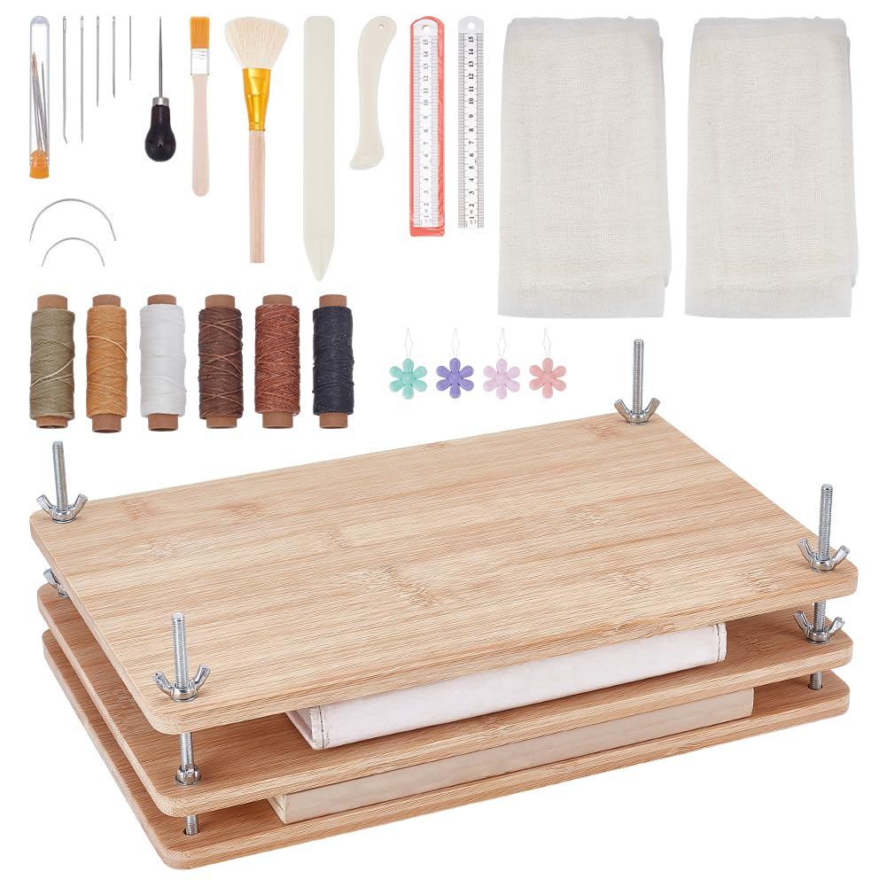 UNICRAFTALE 1 ensemble de Kits de Reliure de 29.5x19.5cm Matériaux de Reliure Fournitures de Reliure Kit de Réparation de Livres avec Plioir Poinçon Aiguilles et Fil pour Reliure et Réparation