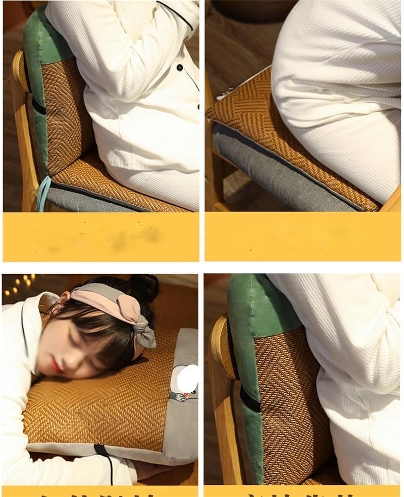 Mat Rattan Seat Cushion Lumbar Pillow Office Back Support
