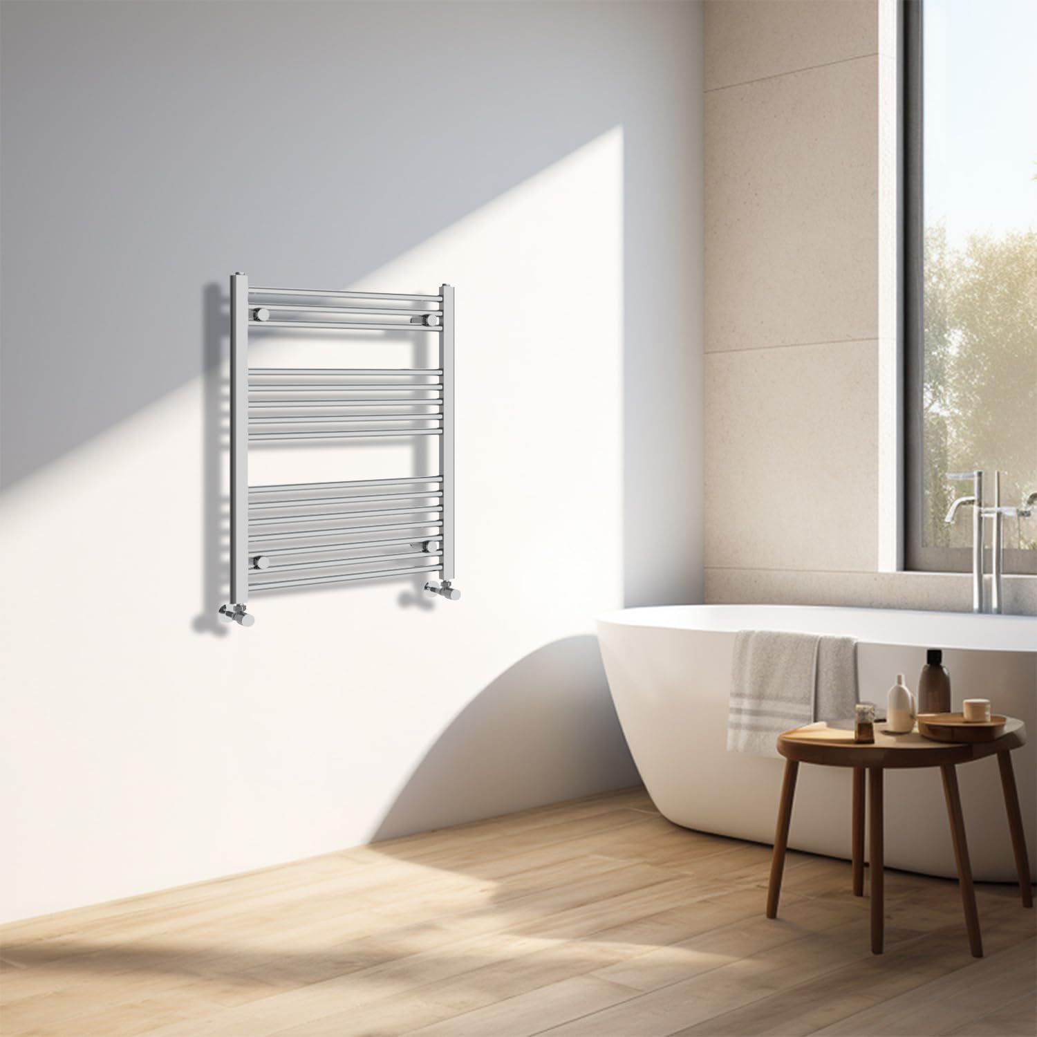 NRG Radiador de baño de diseño recto, cromado, 800 × 600 mm