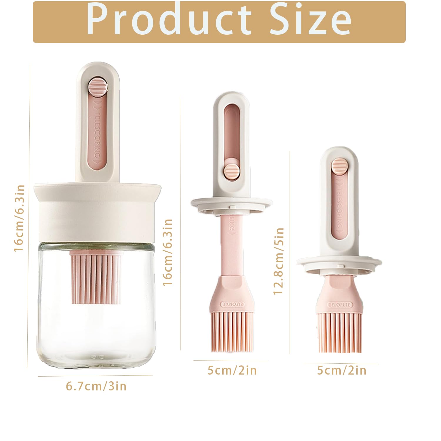 Oil Dispenser with Brush Glass Olive Oil Dispenser with Expandable Silicone Brush and Locking Cap Ideal for Kitchen Cooking Vinegar Sauces Barbecue Grilling Frying (2 Pcs)