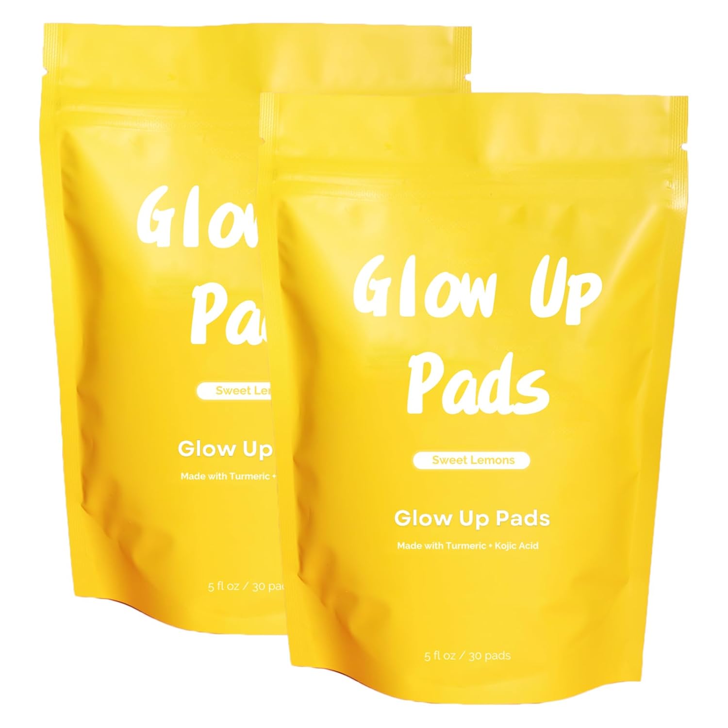 Turmeric Kojic Pads, Glow up Pads - Turmeric & Kojic Acid Pads 30 ct, Turmeric Skin Care Pads, Natural Compressed Sponge for Back and Face Cleansing & Exfoliating (4Pack (120pcs))