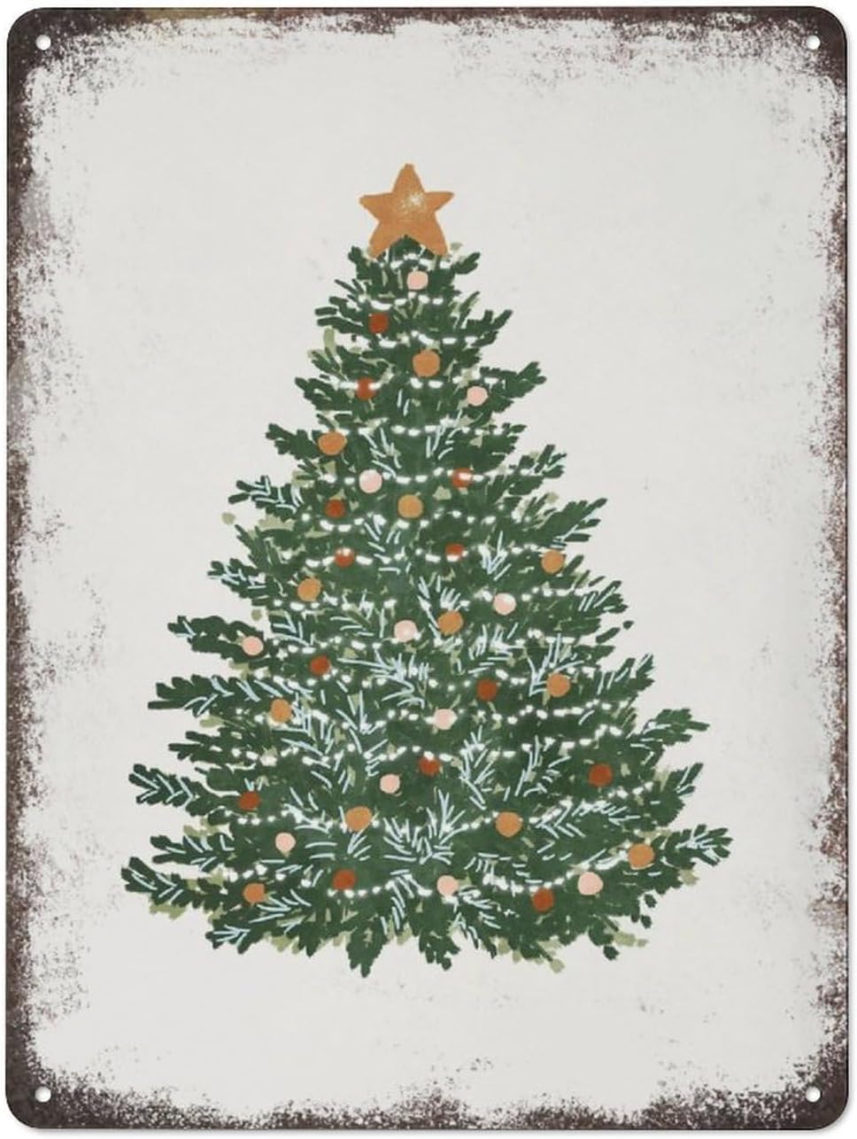 Christmas Tree Art Festive Home Decor Xmas Wall Art Watercolor Metal Tin Sign Plaque Poster Vintage Wall Room Gift Aluminium Creative Novelty Unique Funny Art Decoration Tin Waterproof 8"x12"