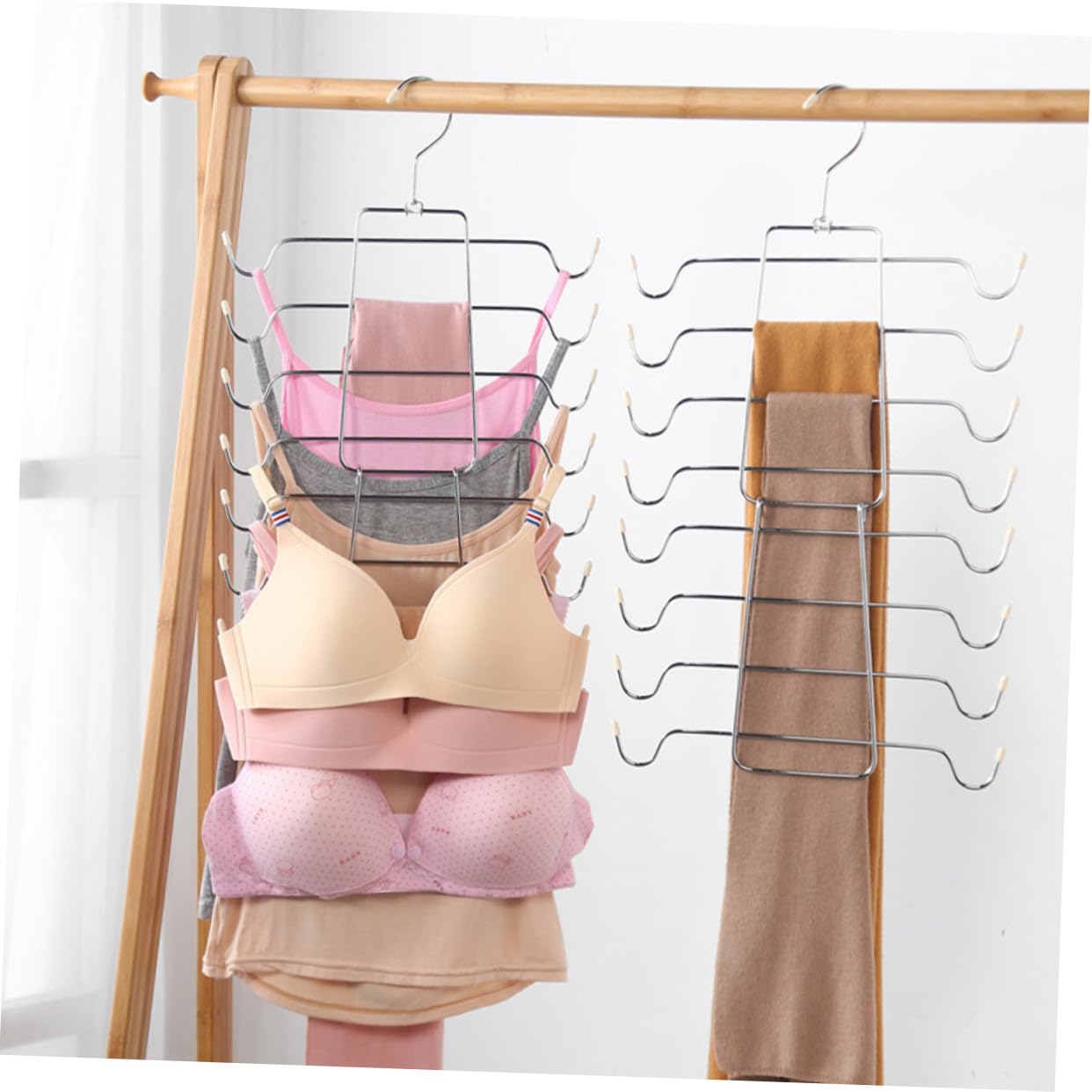 2 pezzi Appendini Reggiseni Pieghevoli a Strati in Acciaio Resistente per Canotte e Biancheria Intima Design Rotante e Robusto per Armadi e Viaggi