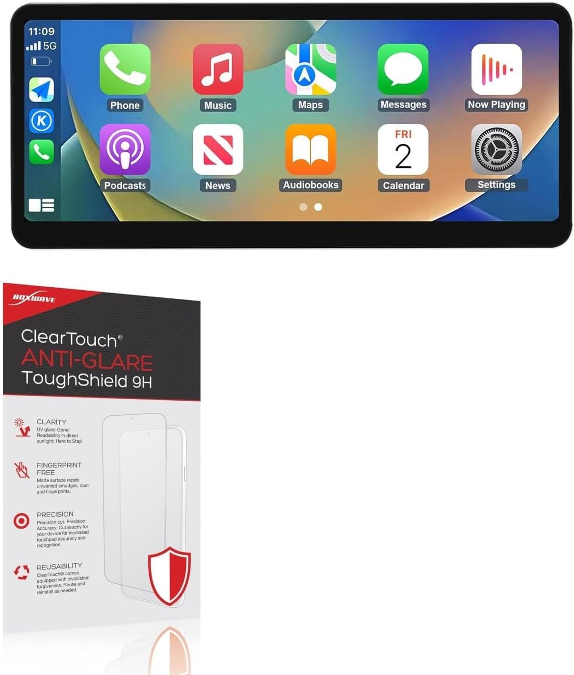 BoxWave Screen Protector Compatible with NINETOM 2026 Ultra-Narrow Touchscreen for Mercedes-Benz (2013-2015) (12.3 in) - ClearTouch Anti-Glare ToughShield 9H (2-Pack), Anti-Glare 9H Tough Flexible