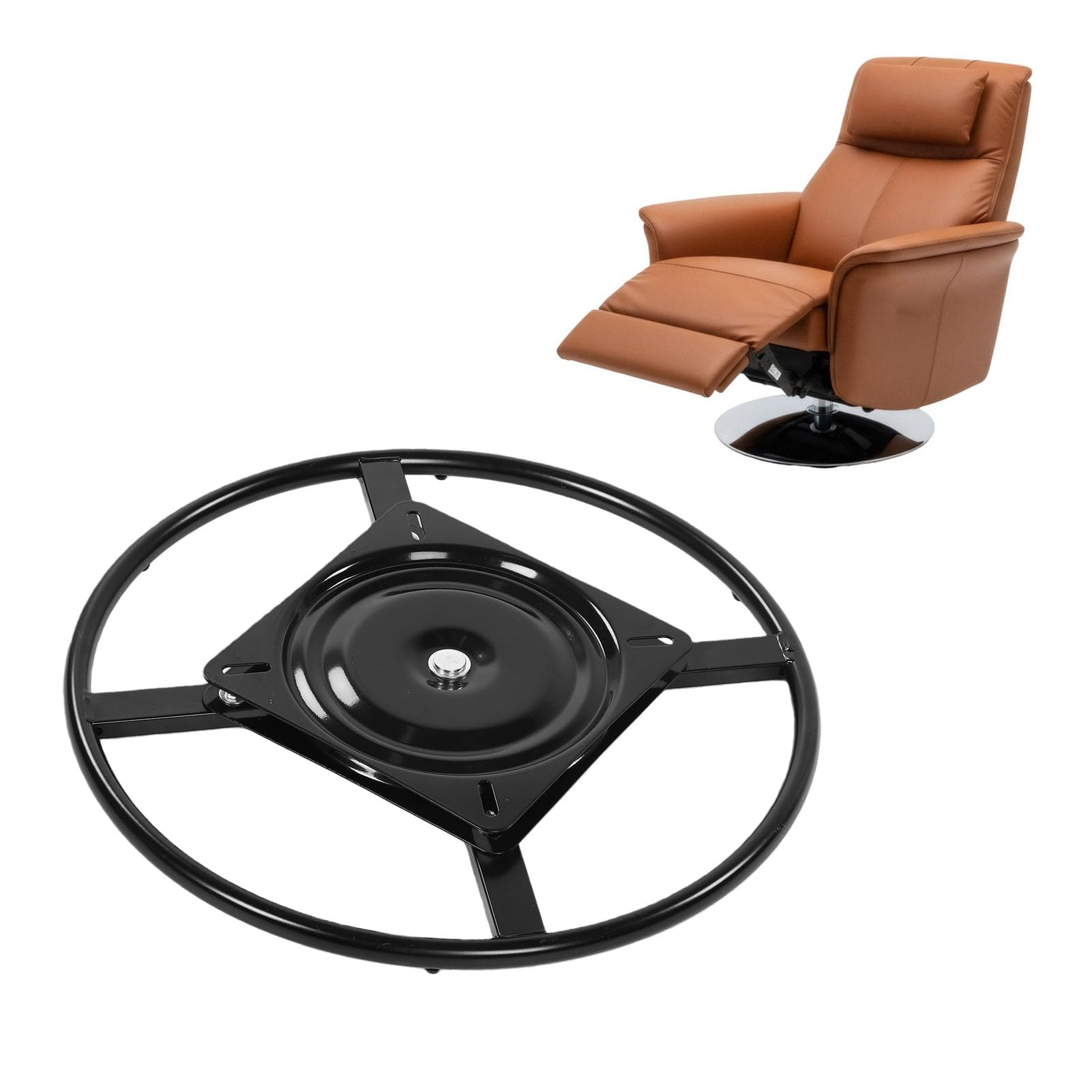 Asixxsix Base del Anillo de la Silla reclinable de 50cm, Mecanismo Giratorio de 360° con Placa Cuadrada de 24,5 cm, para Las Partes Inferiores de los Muebles de la Silla del sofá