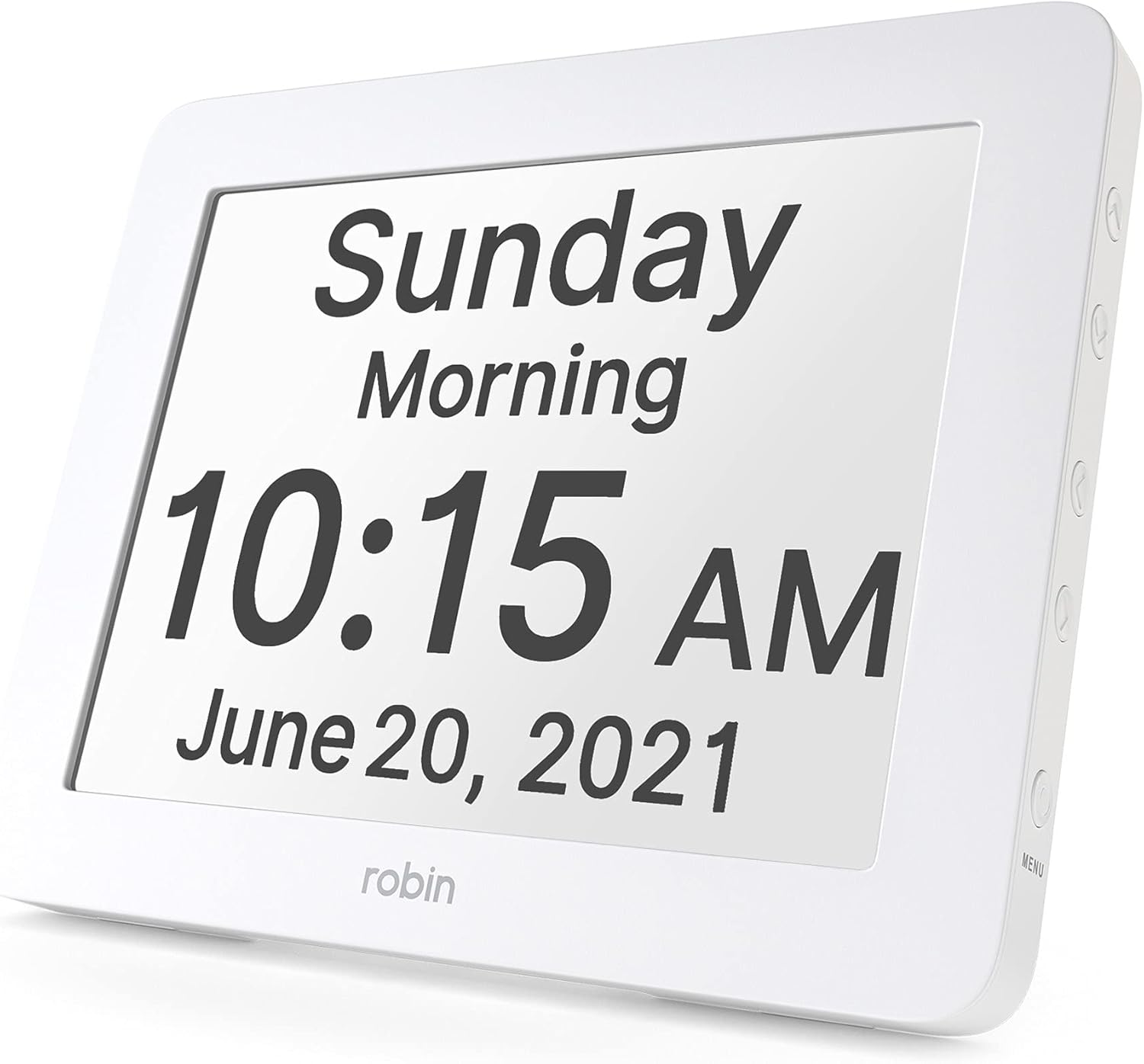 Hottest Sale Robin, 2022 Version, Digital Day Clock 2.0 with Custom Alarms and Calendar Reminders, Alarm Clock with Extra Large Display Helps with Memory Loss, Alzheimer's and Dementia, White Get Discount 70% Price Robin, 2022 Version, Digital Day Clock 2.0 with Custom Alarms and Calendar Reminders, Alarm Clock with Extra Large Display Helps with Memory Loss, Alzheimer's and Dementia, White