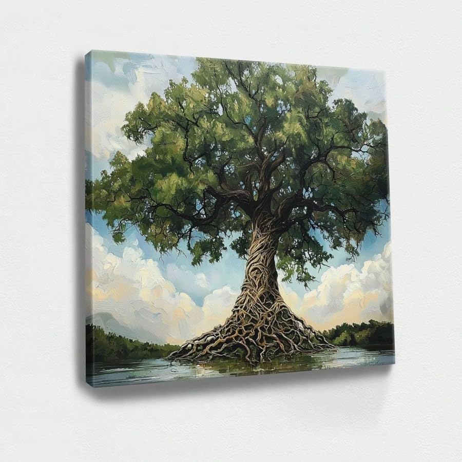 Tableau sur toile Arbre de Vie vert pour bureau et chambre créant une ambiance zen
