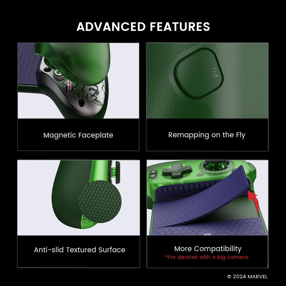 GameSir G8 Plus Bluetooth Mobile Game Controller for Switch & iOS & Android & Tablets, Wireless Gamepad – Hall Effect Joysticks & Triggers Fit For PlayStation, Steam Link,PUBG MOBILE, Call of Duty (G8 Plus Hulk Edition)