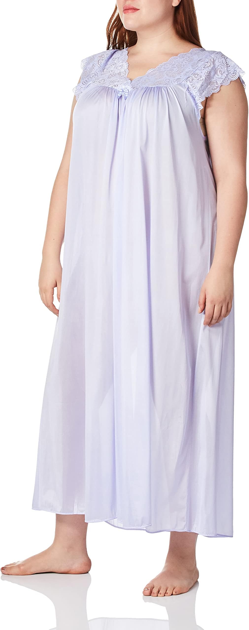 ShadowlineWomenโs Long Lace Nightgown 53โ Length Gown Elegant Sleepwear