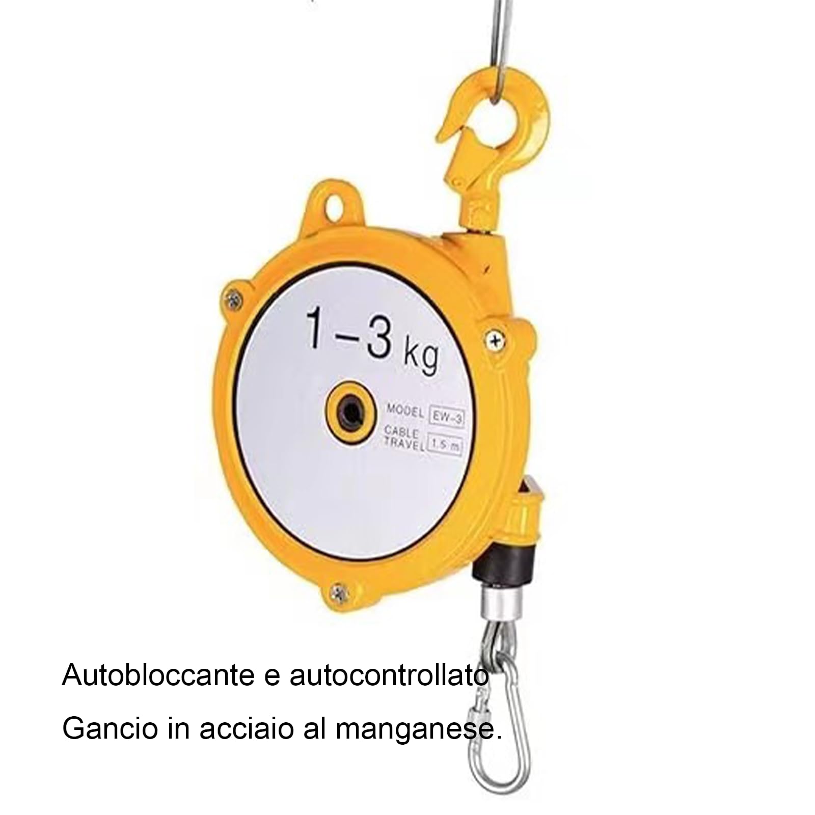 Stroke 1,5 m Spring Balancer con tenditore autobloccante Torre Autobloccante Spring Balancer Copertura in lega di alluminio Gancio in acciaio legato (dimensioni: 1-3KG)