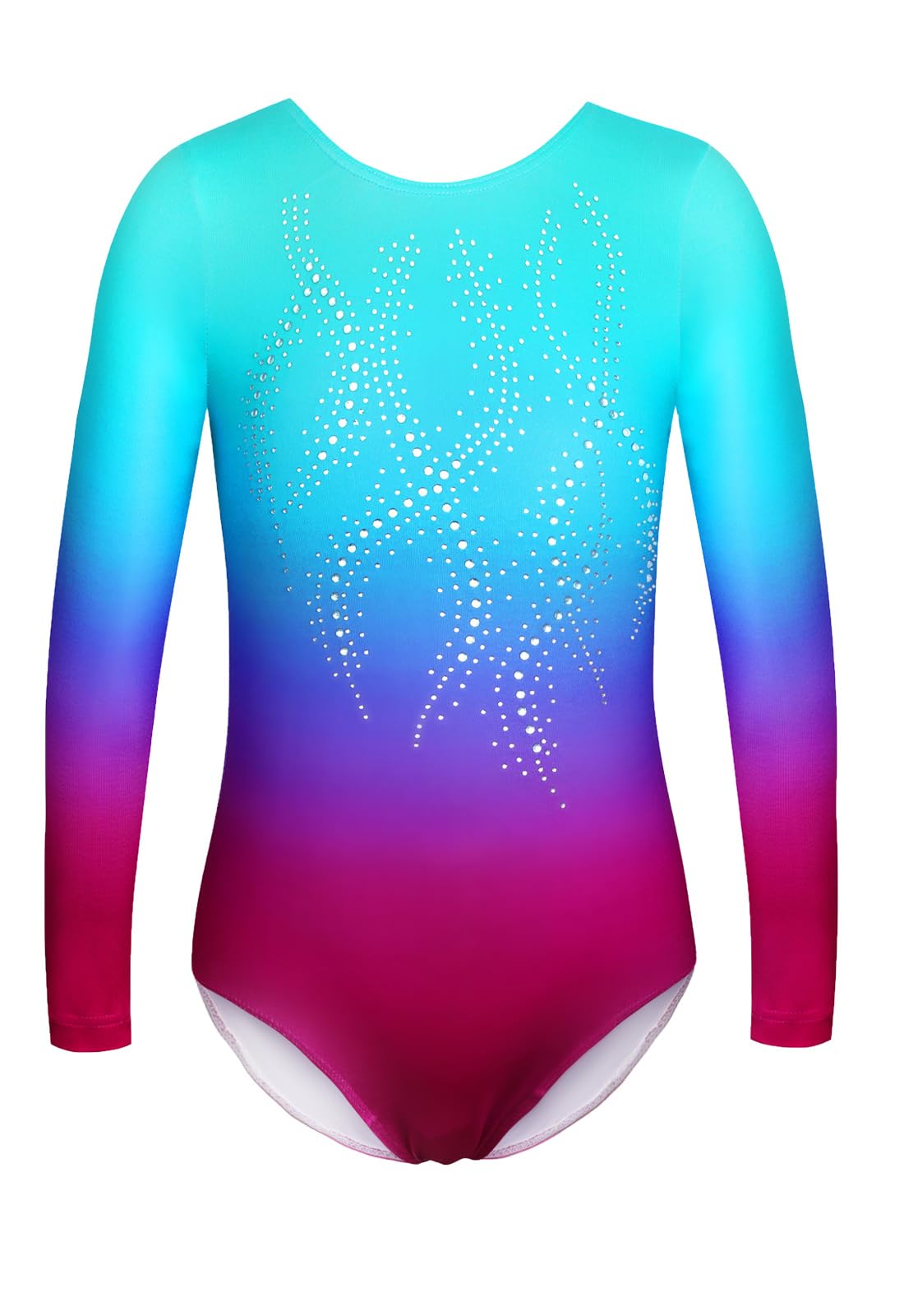 Nutyomi Long Sleeve Gymnastics Leotards for Girls Sparkly Rainbow Colorful Dancewear Gymnastics Outfits for Girls 2-10 Years