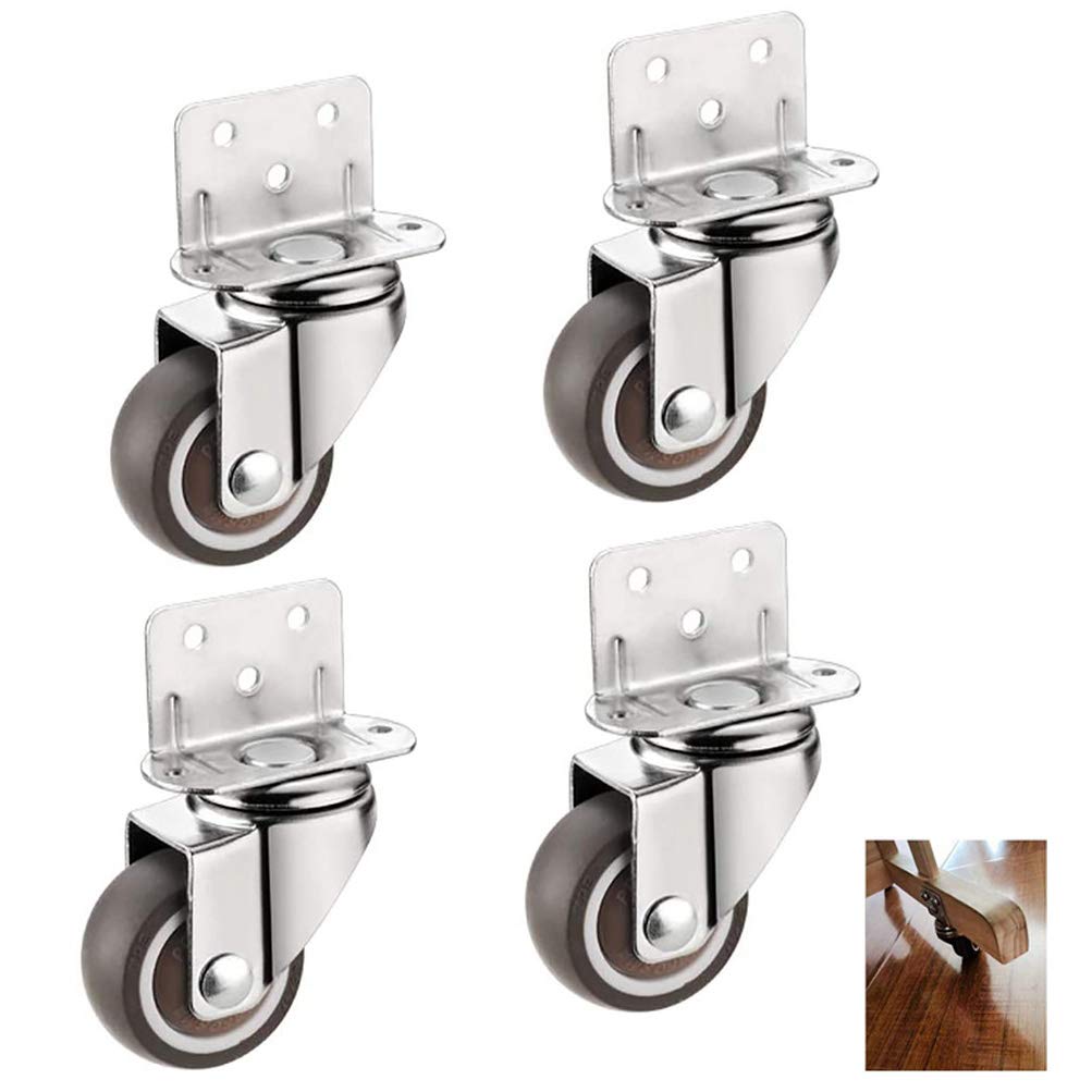 4x Swivel Castors, Transport Casters,furniture Castors With Brakes, Small Caster Wheels, L-mounting Plate, 1/1.25/1.5/2 In, Suitable For Flower Stands, Cribs