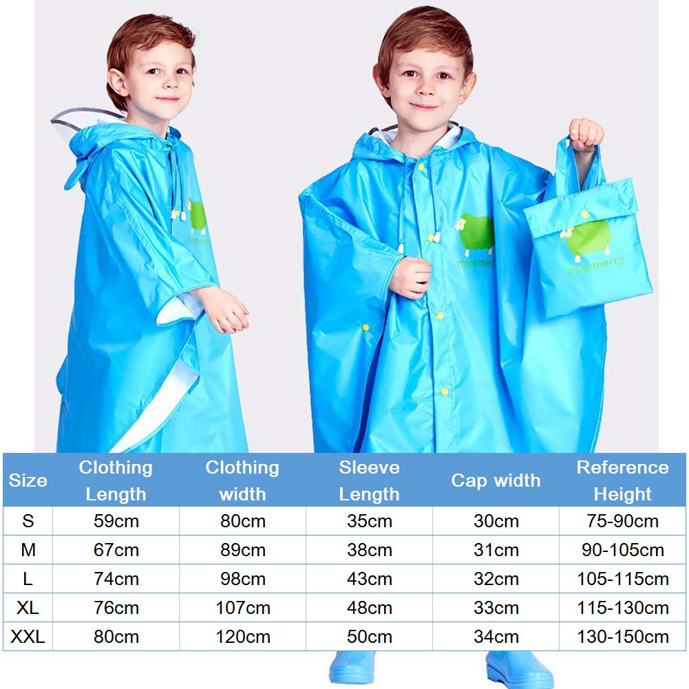 JTENG Poncho Impermeabile per Bambino, Poncho Antipioggia Cappello Allargato Bambino con Strisce Riflettenti, Riutilizzabile Impermeabile Bambino Pioggia