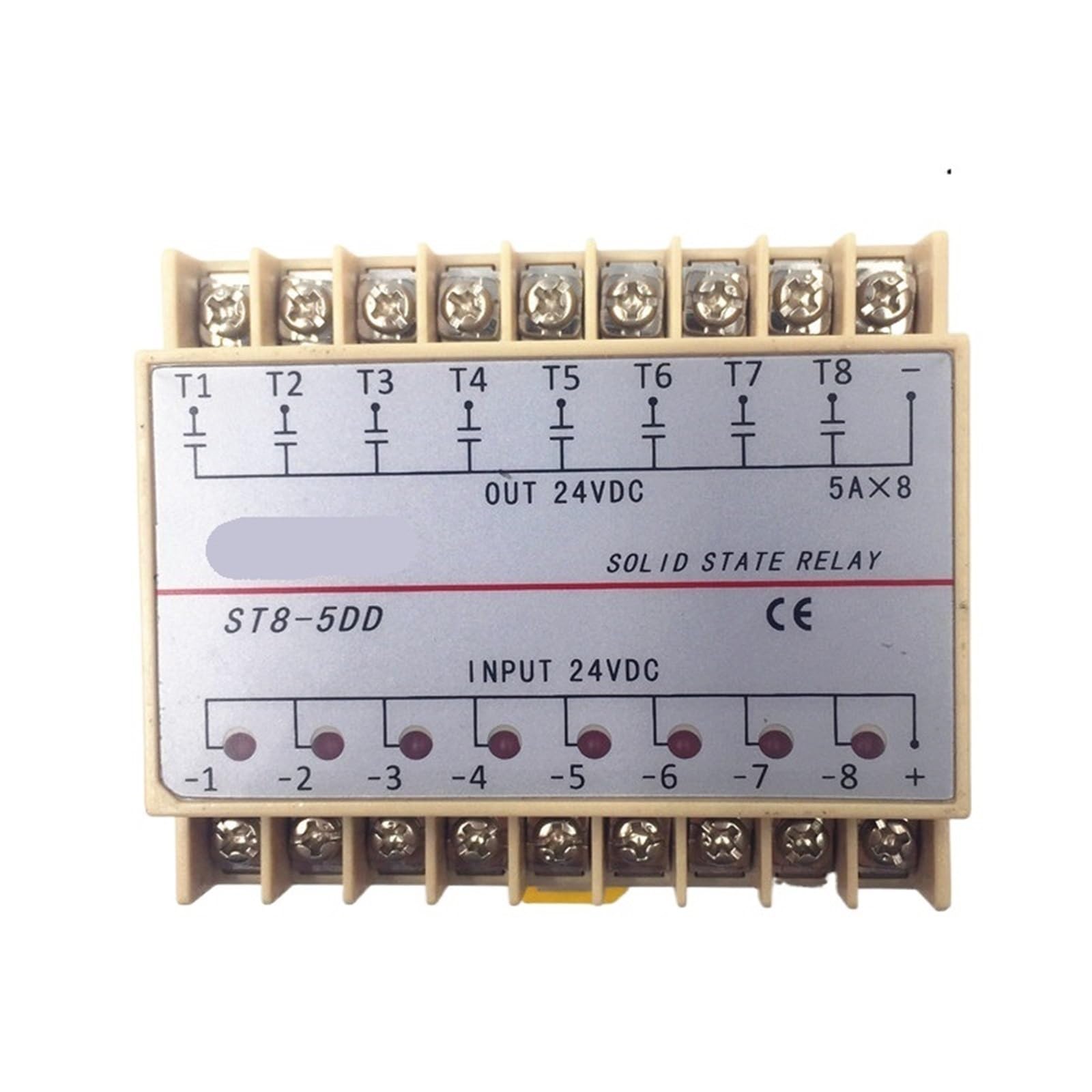 ST8-5DD ST5-5dd 5ddp 8 Channel Din Rail SSR Eight Input Output 24VDC Single Phase Solid State Relay 5A Module Controller(ST5-10DD) Control Relays