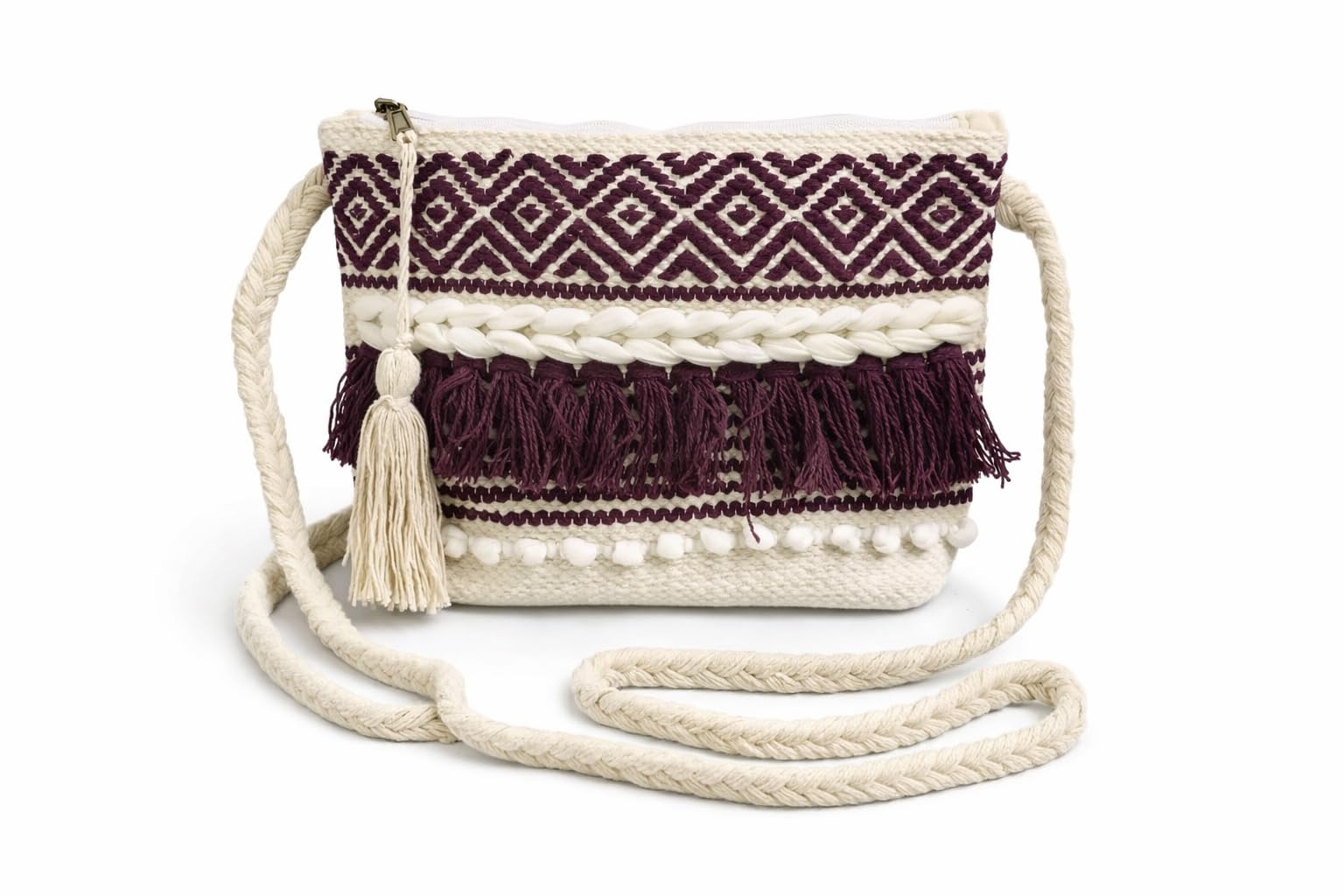 OLL Boho Sling Bag for Women, boho sling bags, shoulder bag, Handbags for Women, Canvas bags for shopping, Shoulder Bag For Everyday Use, maroon color-image-19