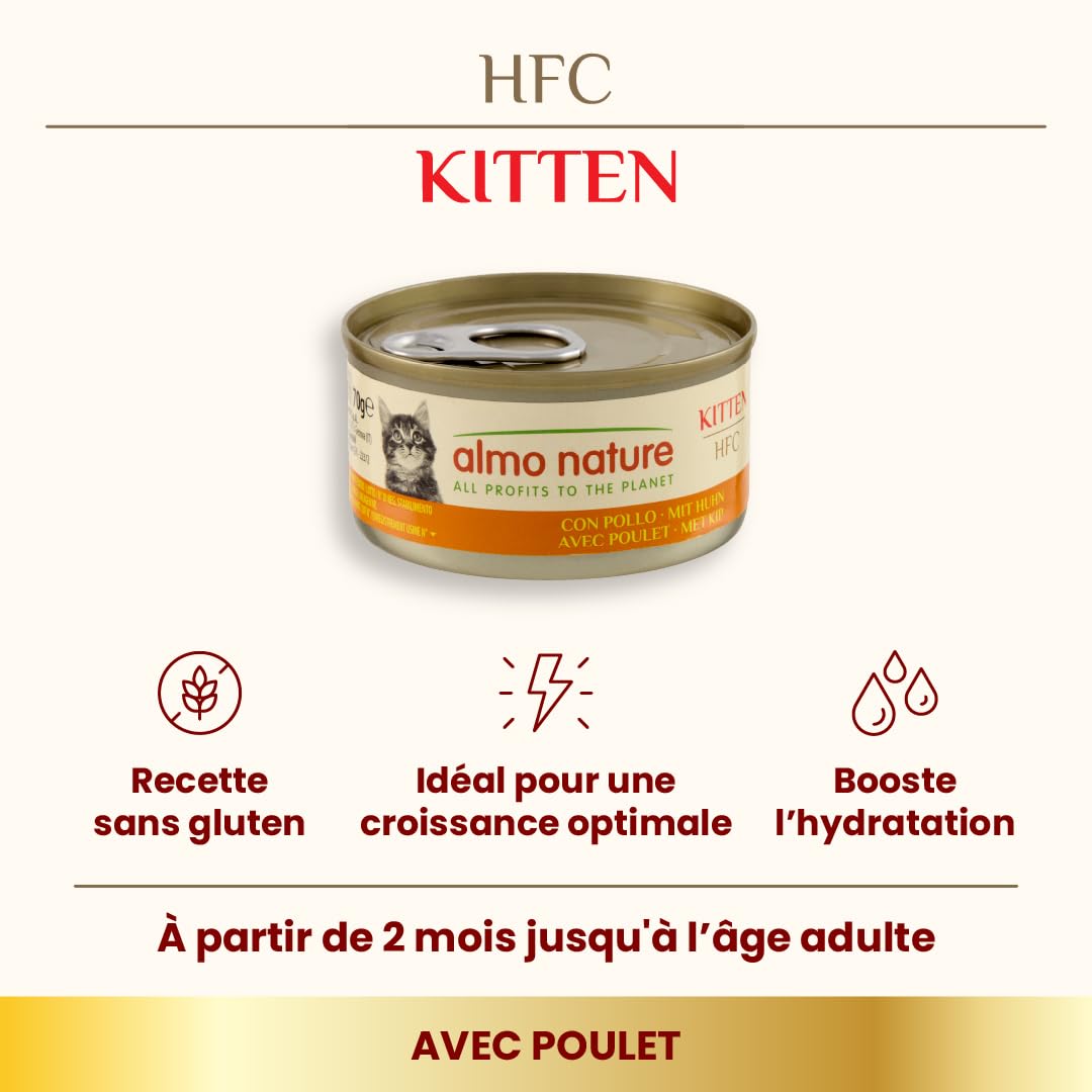Almo Nature HFC Kitten - Nourriture Humide pour Chaton - Poulet - 70 g x 24 Boîtes