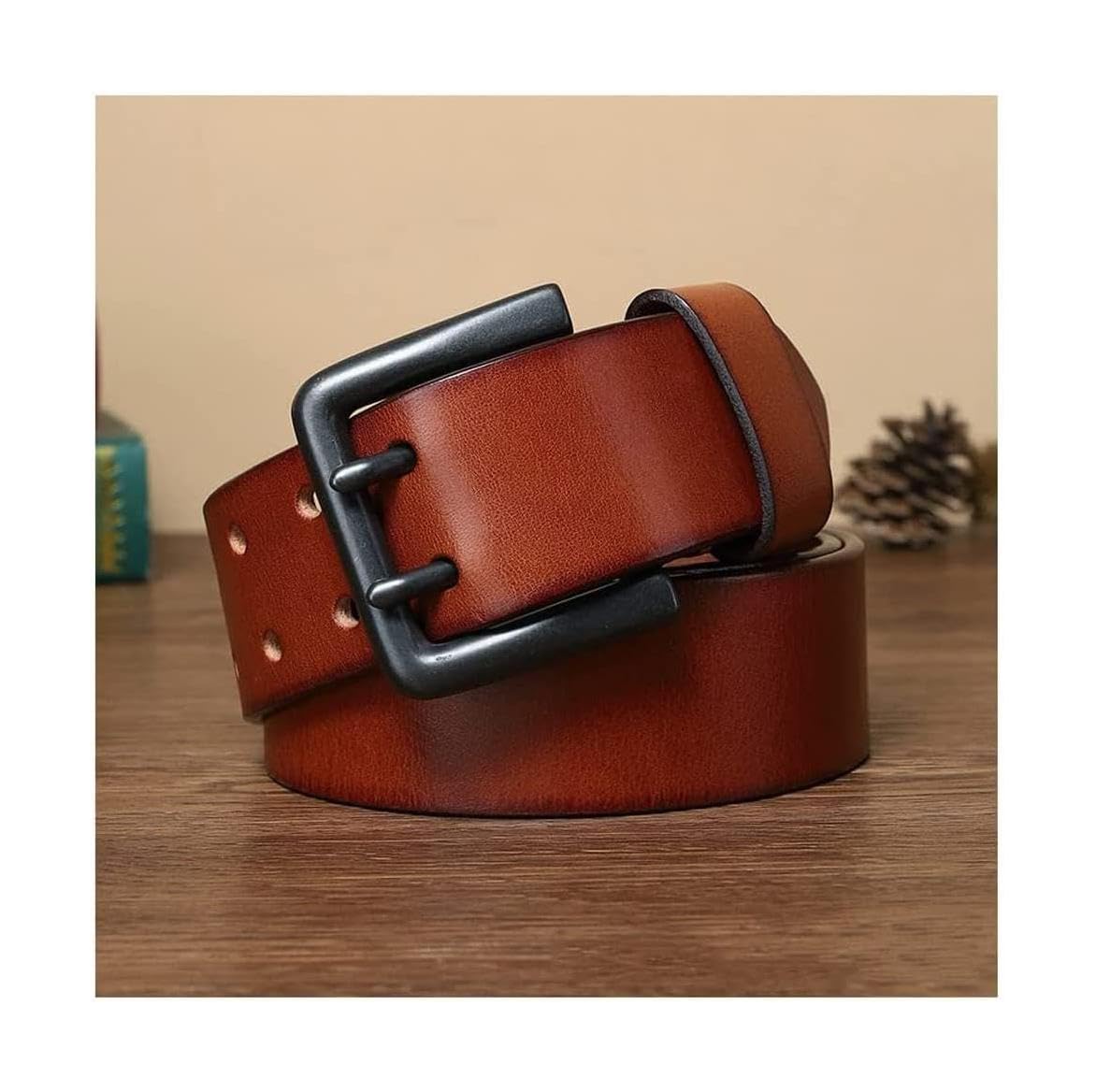 HSHTTKL Cinturón de Piel de Vaca con Hebilla de aleación de púas, Cinturones para Regalo, Pantalones de Golf para Hombre, Camisas, Cinturones de Vestir Casuales