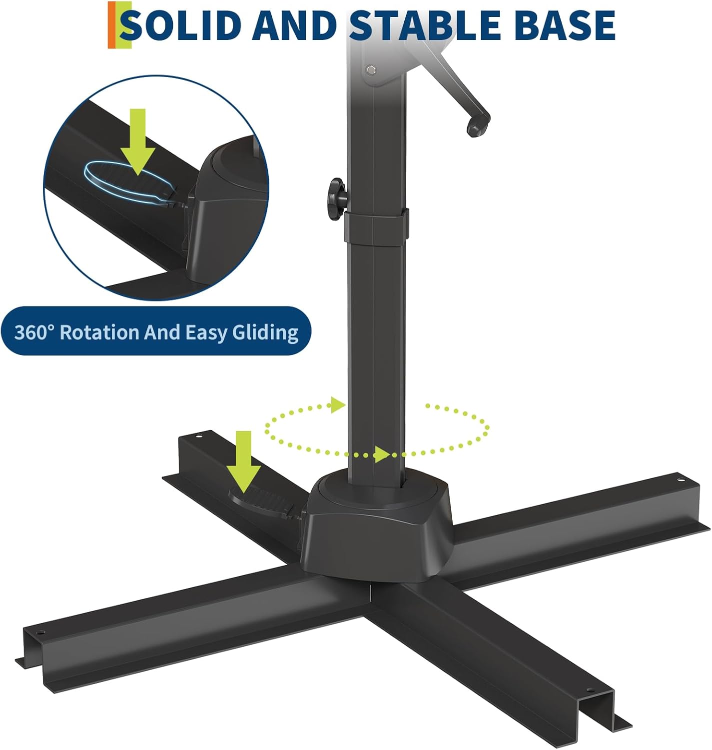 PeakPursuit 10ft Outdoor Patio Cantilever Umbrella Round Umbrella With Crank Handle Easy Tilt, Waterproof Windproof Offset 360° Rotation With Cross Base for Garden Patio