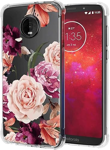Funda para Moto Z3, para Motorola Z3Play con flores, a prueba de golpes, transparente, suave, flexible, TPU, delgada, para Motorola Moto Z3, flor