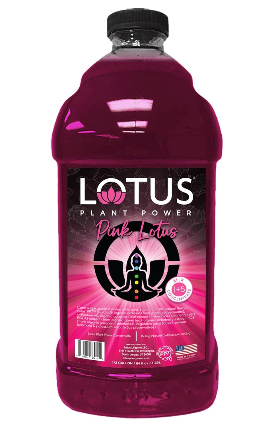 Pink Lotus Plant Energy Drink Concentrate | Pure Cane Sugar | 64 fl oz | 1:5 | Natural Caffeine from Green Coffee Bean