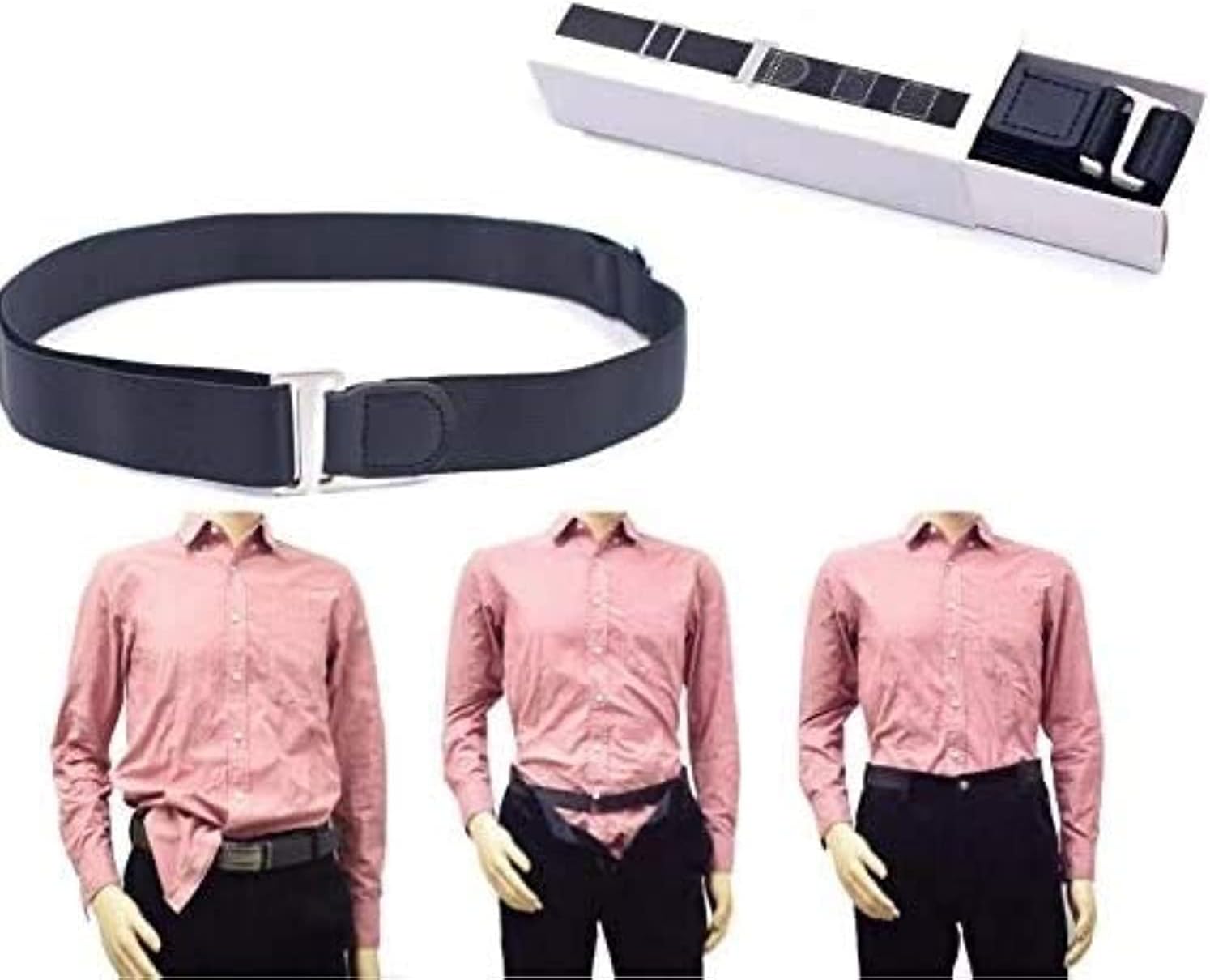 Katuae Upgrade Men Shirt Stays Lock Belt - Adjustable Elastic Holder Keeps Shirt Tucked in for Police Military