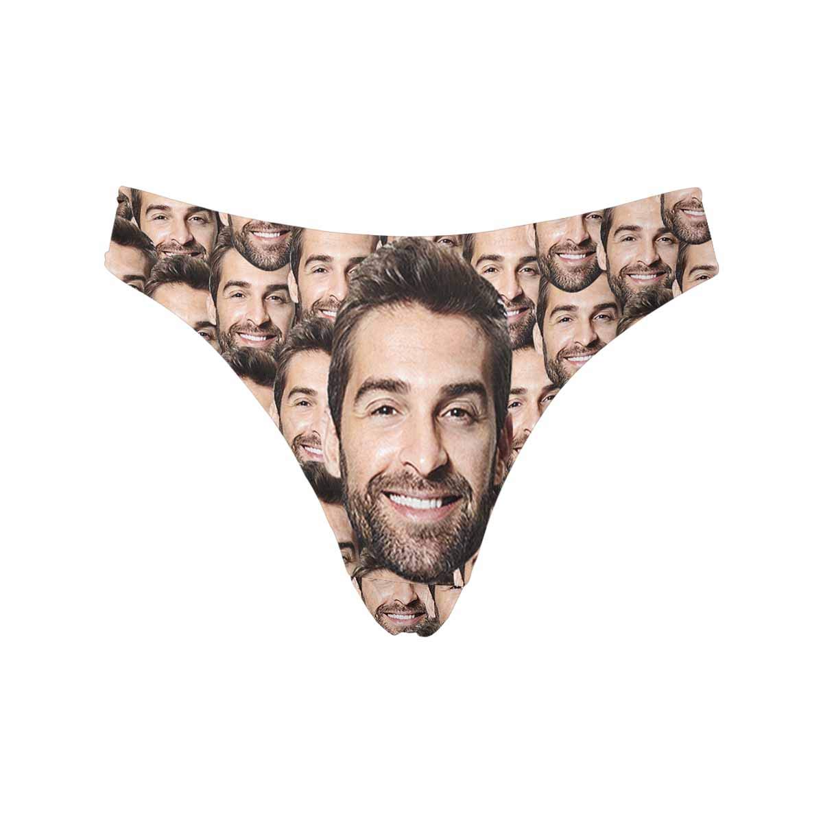 MyPupSocks Custom Husband Boyfriend Multi Face Womens Funny Face Photo Thong Underpants Briefs XS-XXXL