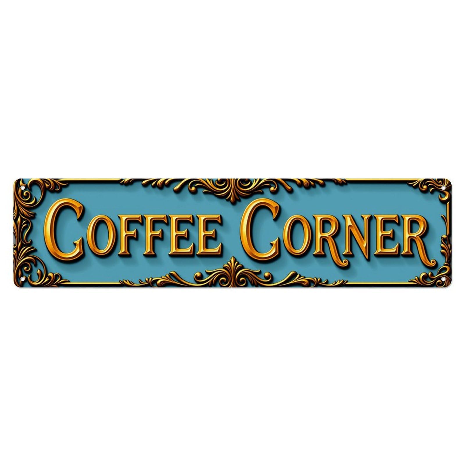Ornate Gold Frame Blue Background Text Tin Sign Vintage Metal Poster Retro Bar, Home, Man Cave, Kitchen, Laundry Room Wall Art Decor Gift 4x16 Inch