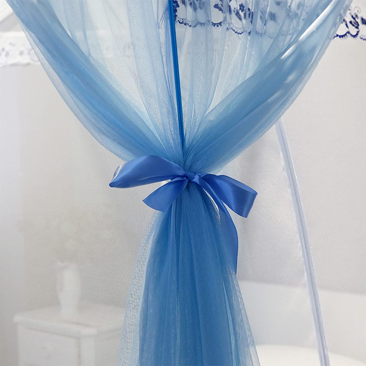 Zanzariera per Letto, baldacchino Pieghevole per Letto, Tenda da Campeggio Anti-zanzare a Doppio Strato con Fondo Facile da installare, Blu, per Letto da 1,5 m