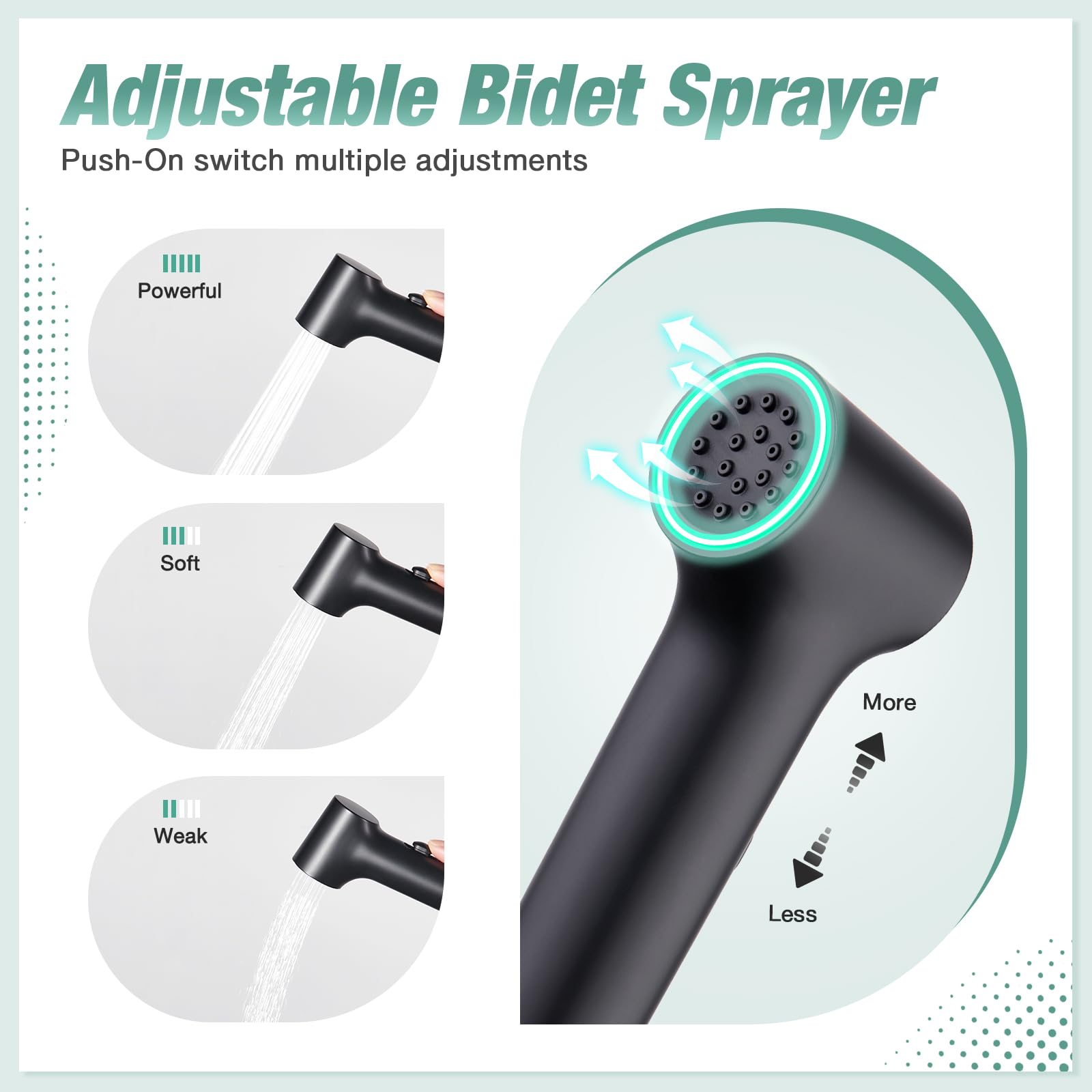 Faustina Bidet Doccetta Set per l'igiene personale per WC Bagno, Rubinetto con Pistola a Spruzzo Regolabile per Bidet Doccia, Montaggio a Parete in Ottone nero