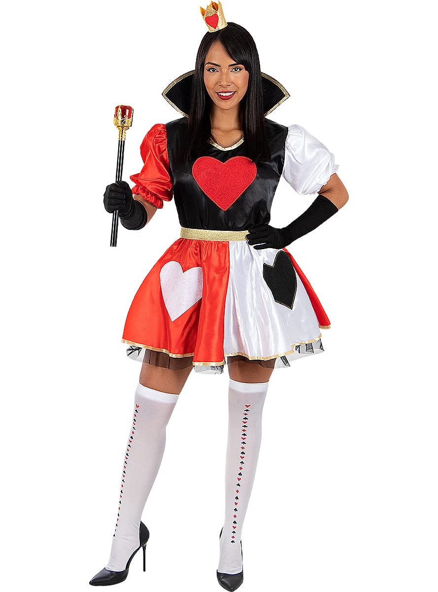 Funidelia | Disfraz de Reina de corazones para mujer Alicia en el País de las maravillas - Disfraz para adultos y divertidos accesorios para Fiestas, Carnaval y Halloween - Rojo