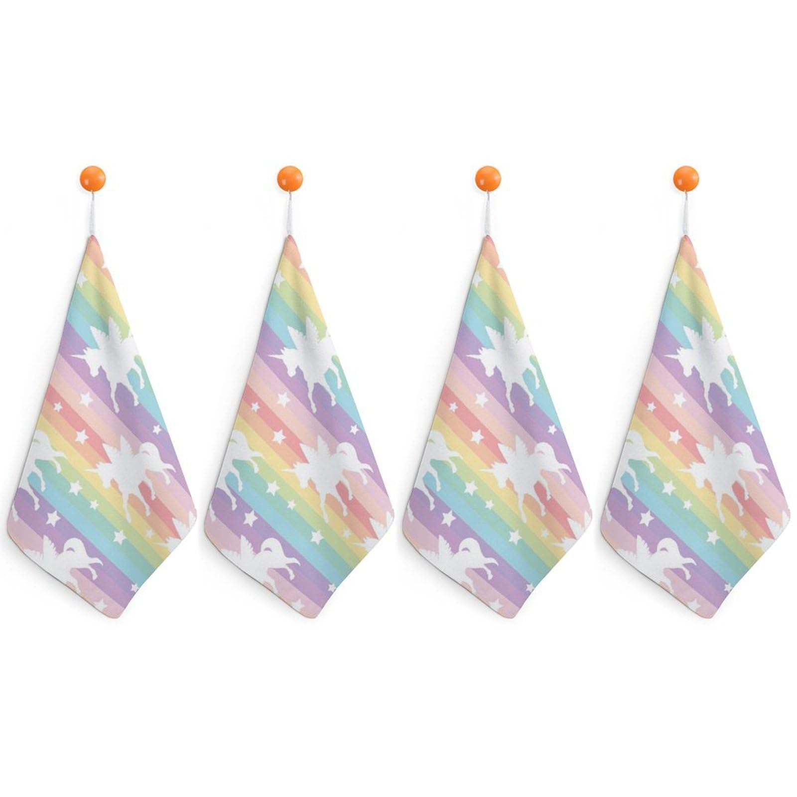 LWORZIIB 4 Piece Hanging Hand Towels, Unicorn Pattern Rainbow Small Dry Hand Towel for Kitchen Bathroom
