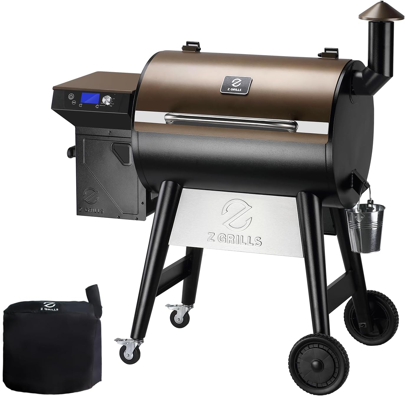 Z GRILLS Wood Pellet Grill & Smoker, 8-in-1 Outdoor BBQ Grill with PID 3.0 Controller, 697 sq in Cooking Area, 2 Meat Probes, LCD Screen, Rain Cover Included