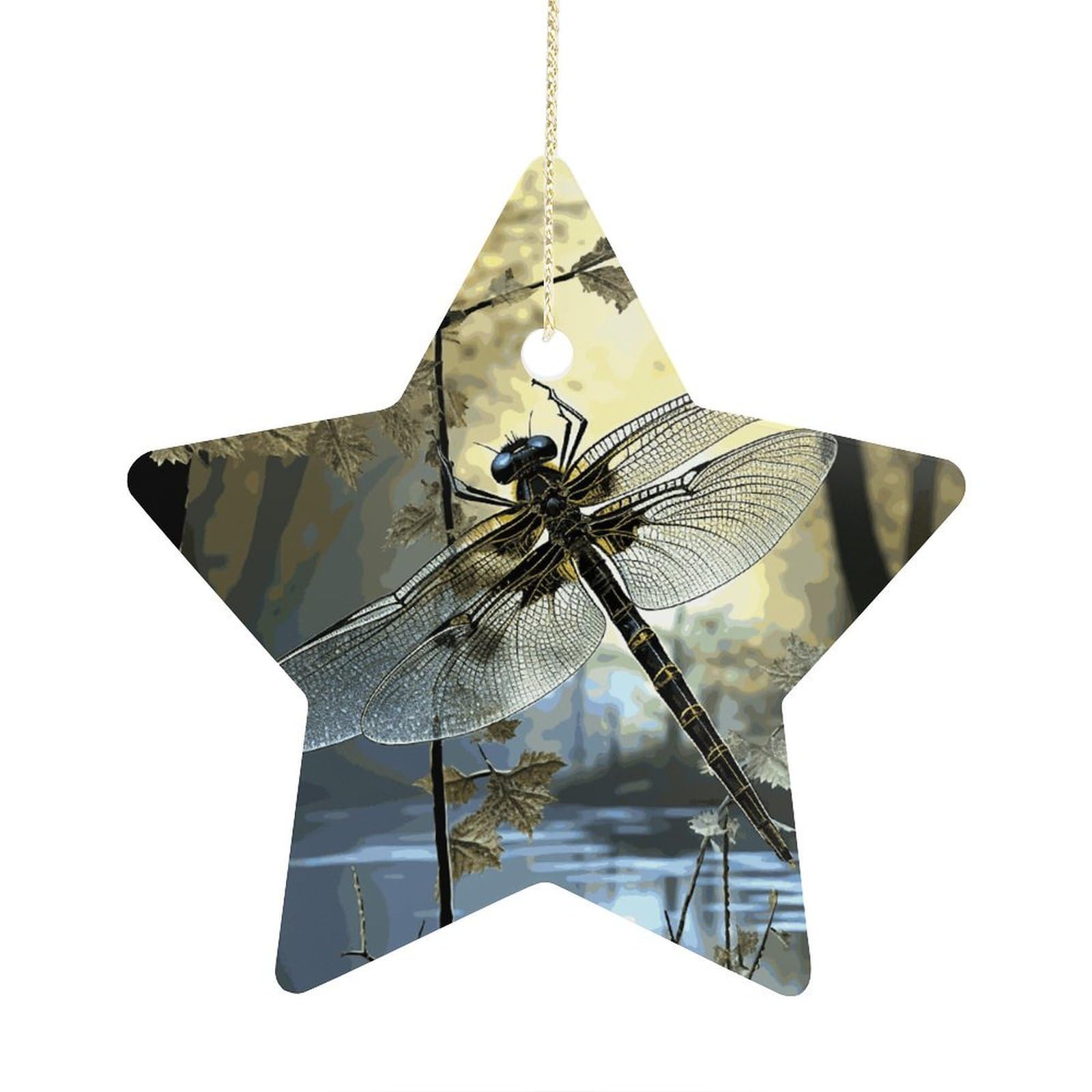 Fodpand Women's Style Dragonflies Ornament With String, Keepsake Hanging Decorations,Ceramic Ornaments For Men Indoor Home Holiday Party Gifts