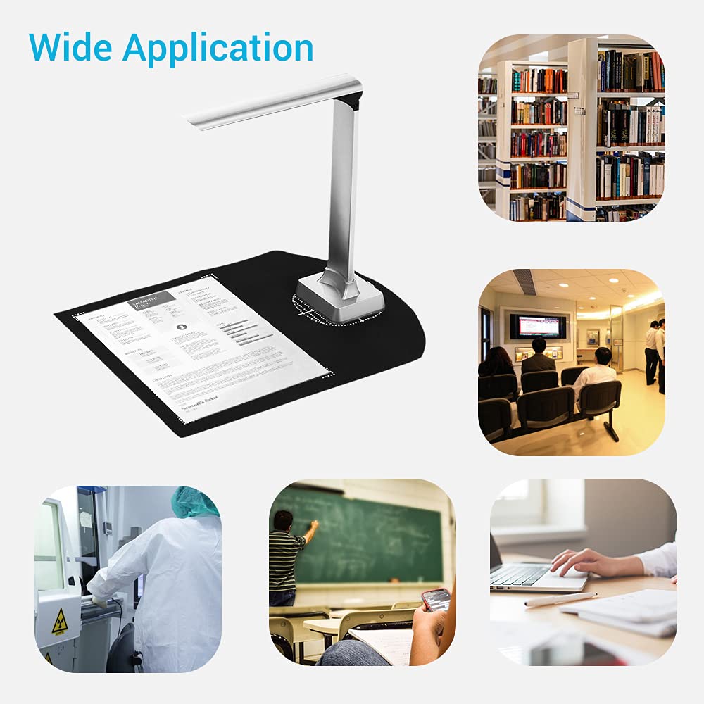 Scanner ad alta velocità MMABEUTF, fotocamera HD da 15 MP, luce di riempimento a LED, scanner per documenti portatile per Aibecy BK32, design pieghevole, supporto formato A4,