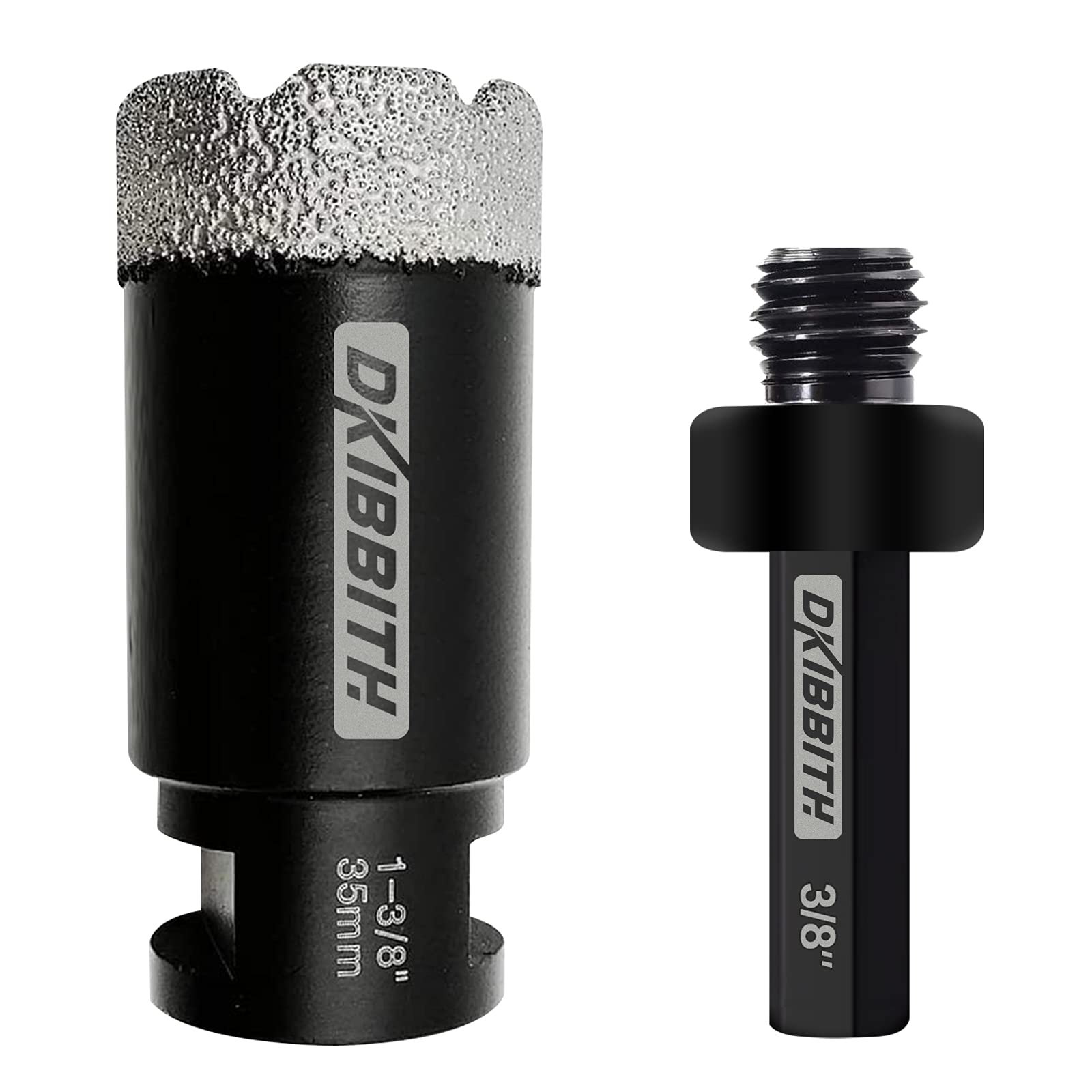 Dry Diamond Core Drill Bits 1-3/8 Inch (35mm) Tile Hole Saws for Porcelain Ceramic Tile Marble Brick Hole Saw with 5/8-11 Thread Plus 3/8 Inch Hex