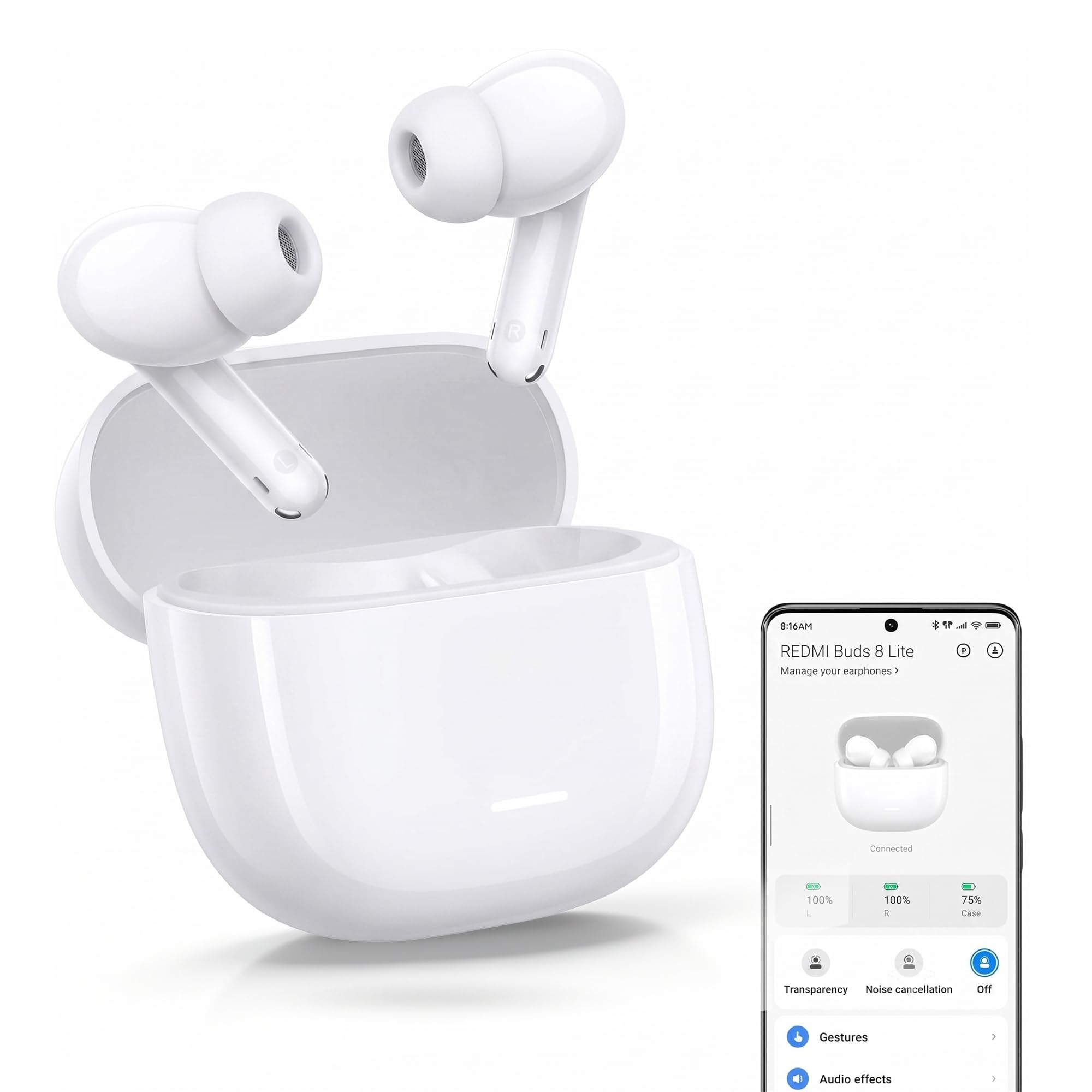Redmi Buds 8 Lite True Wireless Earbuds, Bluetooth 5.4, 42dB Hybrid ANC, 8H/36H Battery,…