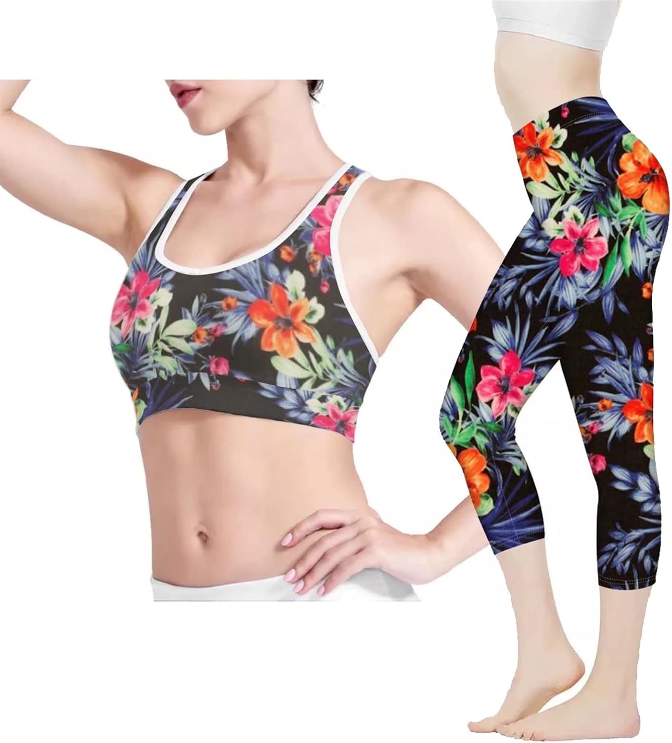 Belidome Capri Leggings and Sports Bra Set Workout Outfits for Women 2 Piece Set Tracksuits for Yoga Fitness XS-2XL