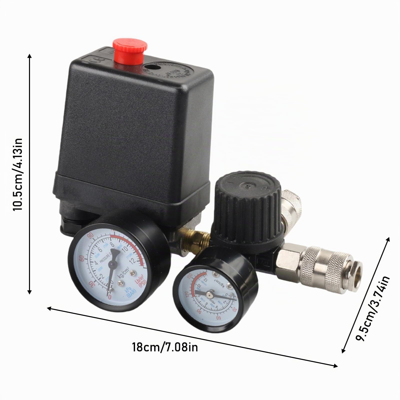 Pressostato compressore regolatore di pressione, compressore d'aria 220 V con 2 manometri, regolatore interruttore compressore valvola di controllo, 90 – 120 PSI compressore d'aria compressore