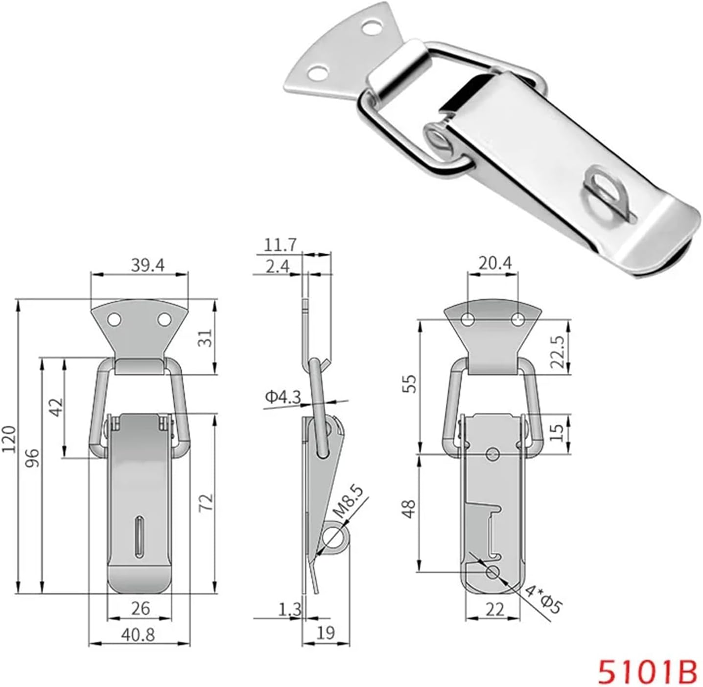 Part Cabinet Lock Case Buckle Equipment Fastener 1Pcs(5101B)