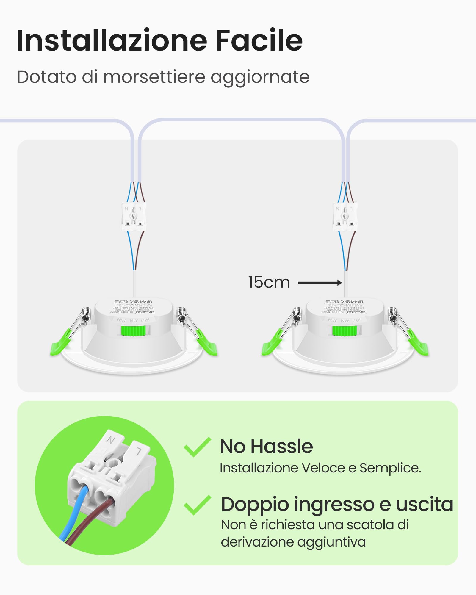 ALUSSO Faretti LED da Incasso per Cartongesso Dimmerabili, Ultrasottili 7W IP44 3000K 4000K 6500K Faretti LED Soffitto, AC 220-240V, Diametro Foro Ø67-75mm, Rotondo Bianco, Set di 6