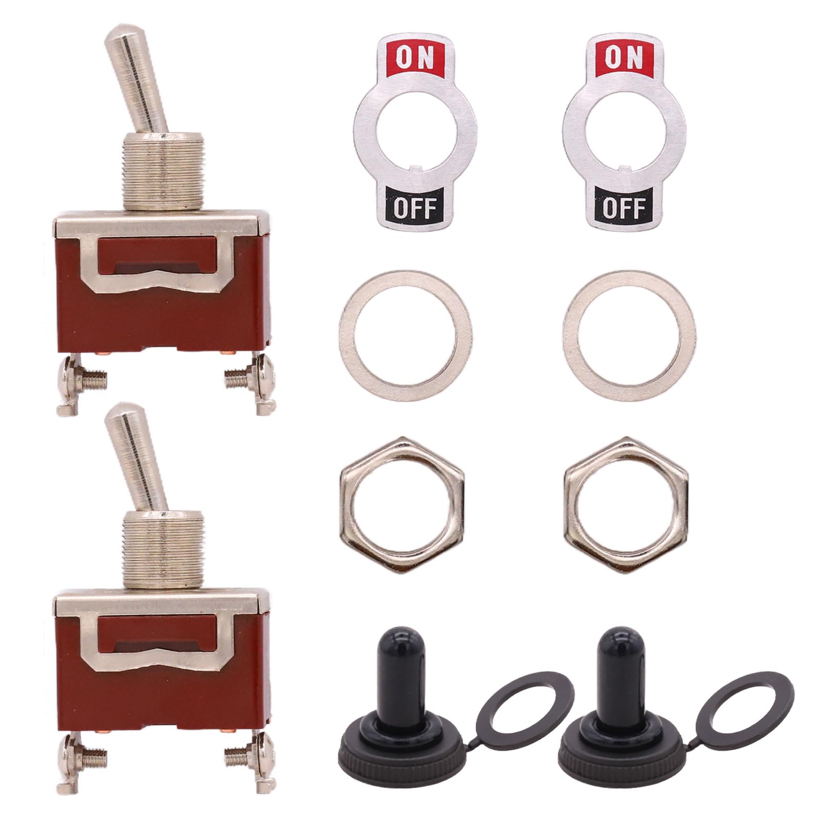 2 Needle 12V DC 30A SPST Waterproof Marine Toggle Switch with Waterproof Cap, Suitable for Cars, Trucks and Boats - Set of 2 Pieces, Quick and Simple Installation